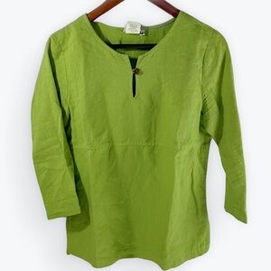 Hot Cotton Sage Green Women's Tunic Top Size Small Cotton Linen Blend